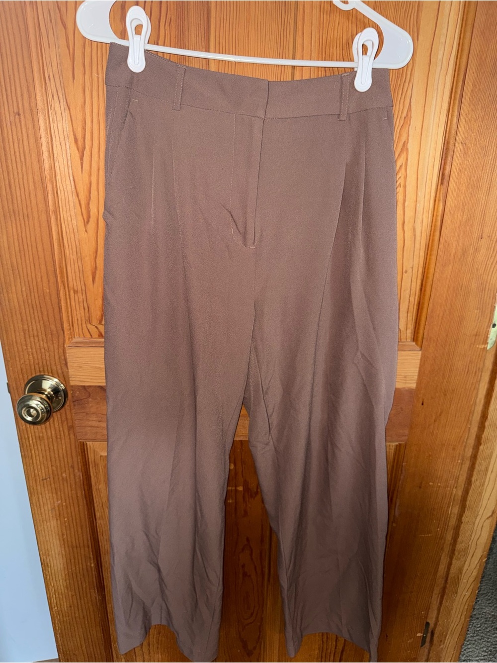 Shinestar Taupe High-Rise Trousers